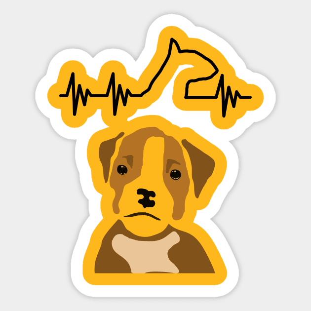 Bull terrier with heartbeat Sticker by Imutobi
